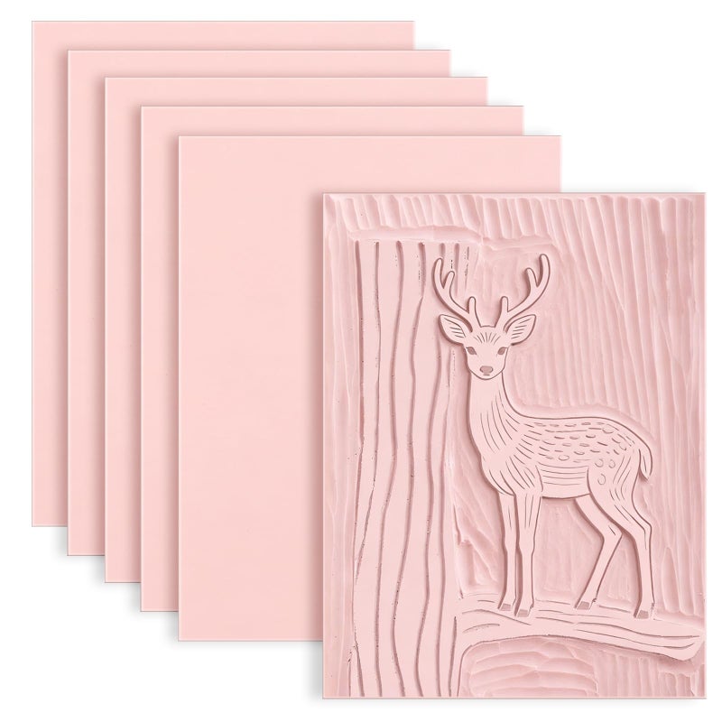 Oopsu 6 Pack 4"x6" Pale Pink Rubber Stamp Carving Blocks Rubber Carved Brick for Stamp Soft Rubber Crafts and DIY Craft Project - Image 1